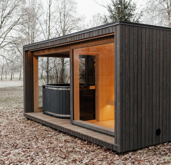 Outdoor Sauna and Cold Plunge Pavilion with Panoramic Glass CSA-993 reference view 4