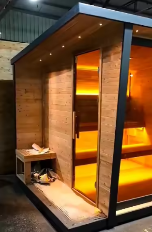 Black Outdoor Panoramic Sauna Cabin with Full-Glass Front CSA-996 reference view 4