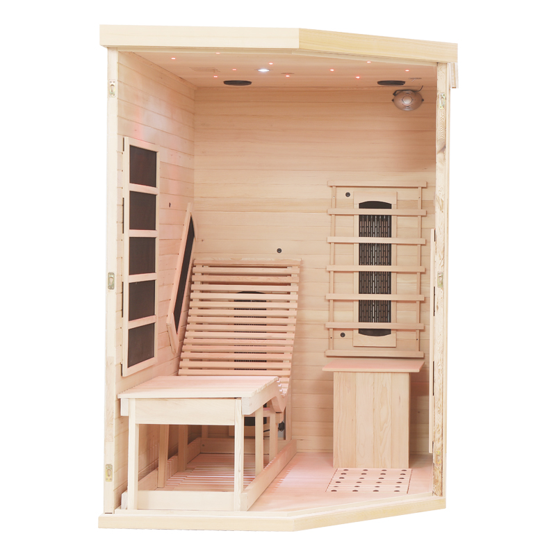 Single-Person Corner Infrared Sauna with Leaf-Shaped Side Glass CSA-997 reference view 2