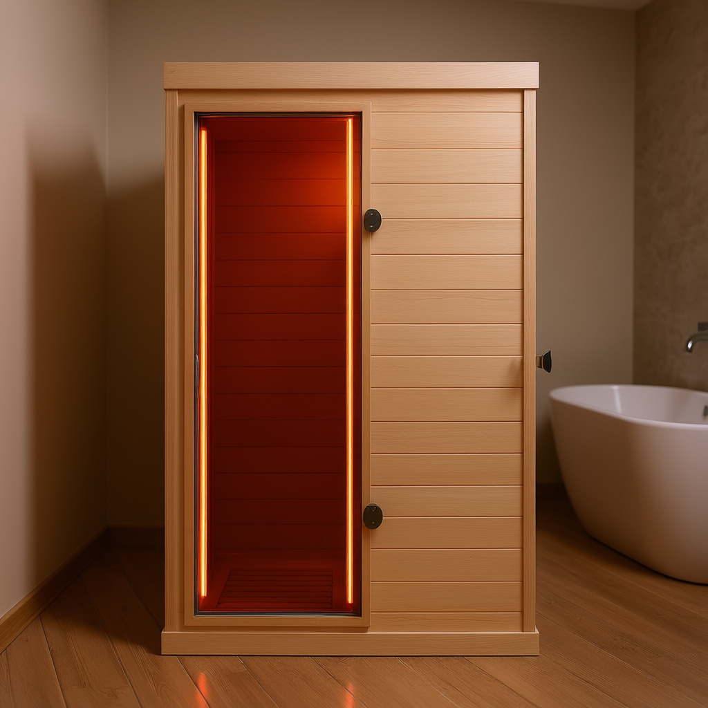 Narrow Single-Person Infrared Sauna with Privacy Front Panel CSA-998 reference view 2