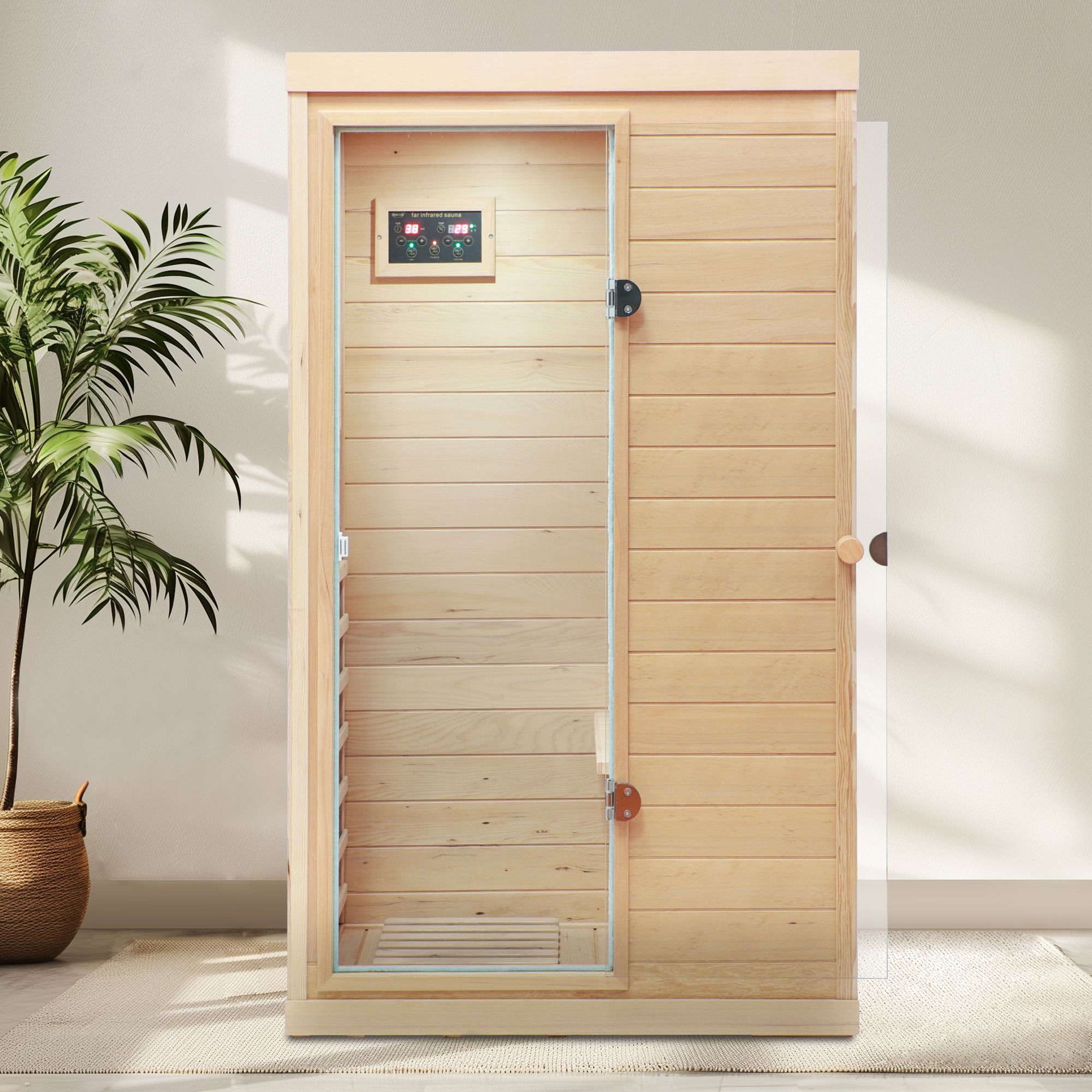 Narrow Single-Person Infrared Sauna with Privacy Front Panel CSA-998 reference view 3