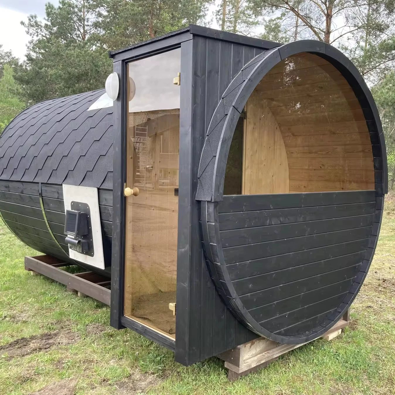 2 Person Compact Wood-Burning Outdoor Barrel Sauna Room product image