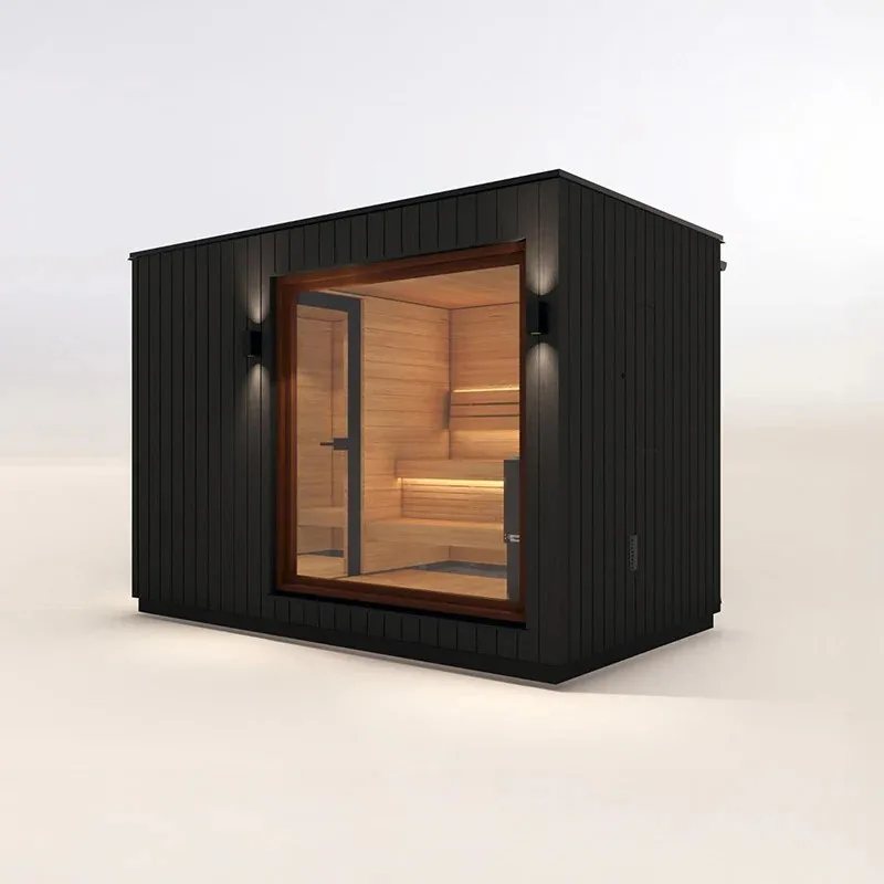 CSA-46 4-6 Person Outdoor Wood Sauna Cabin with Double Shell Cabin finish detail