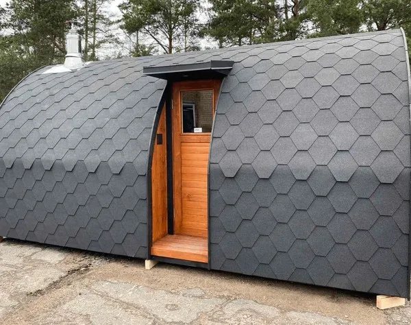 Arched Igloo-Style Outdoor Sauna Cabin CSA-74 Side view