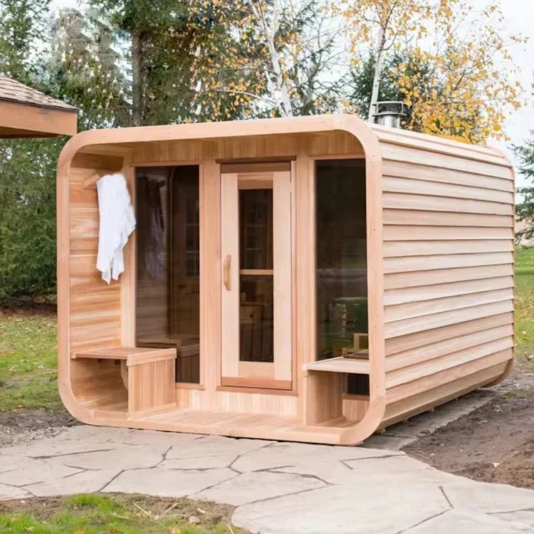 Canadian Red Cedar Cube Sauna for Wet and Dry Use CSA-67 Side view
