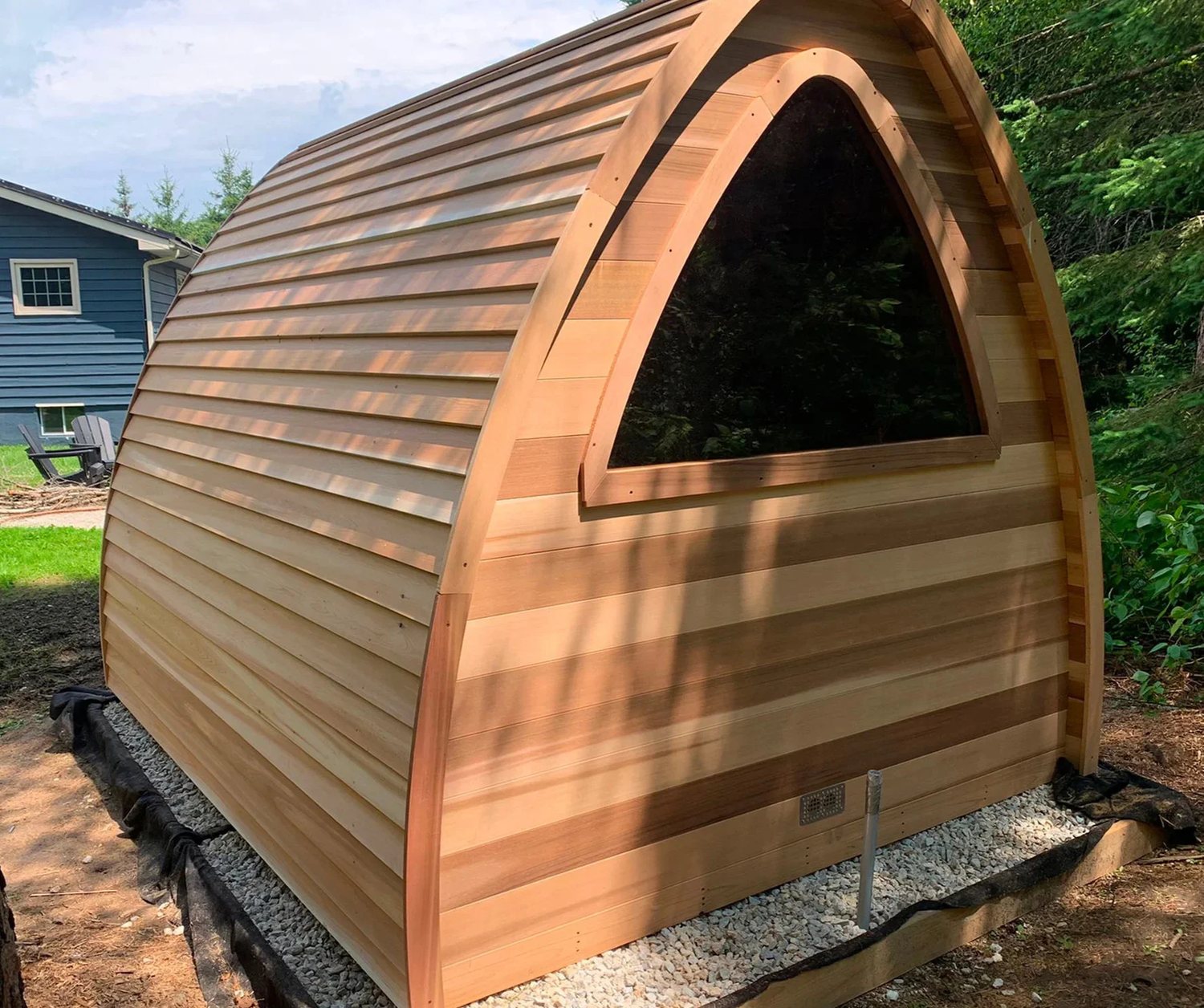 CSA-68 Cedar Curved Dome Outdoor Dry Steam Sauna Cabin Cabin finish detail