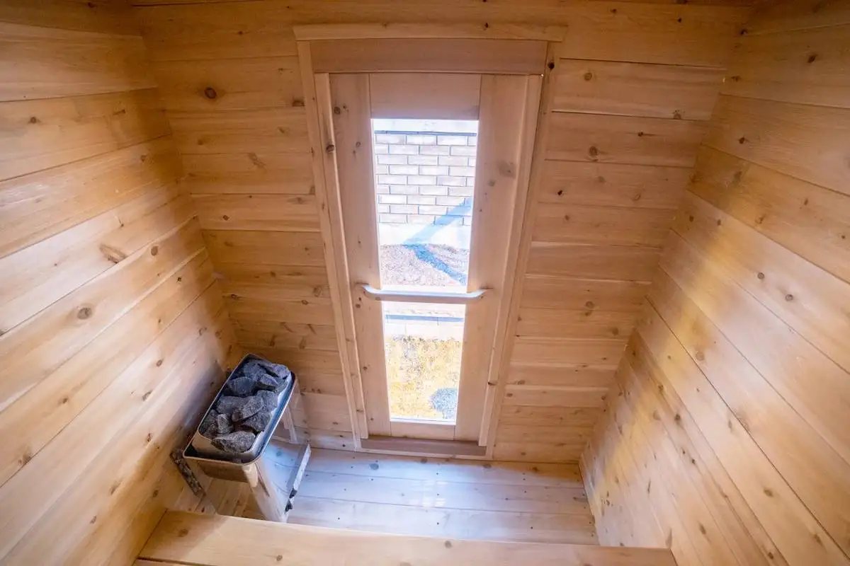 Customizable Solid Wood Outdoor Sauna Cabin CSA-72 Side view