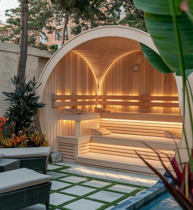 Electric-Heated Arched Outdoor Barrel Sauna product image