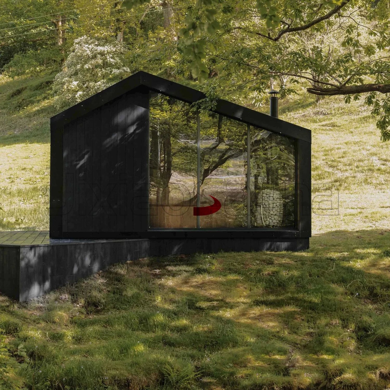 Red Cedar Garden Sauna with Black Exterior product image