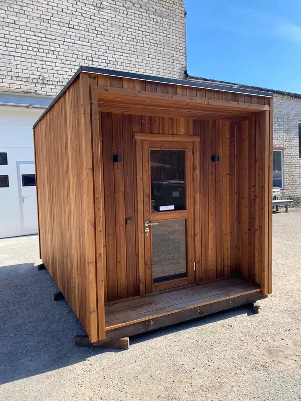 Modern Outdoor Cube Sauna Cabin with Open Entry product image