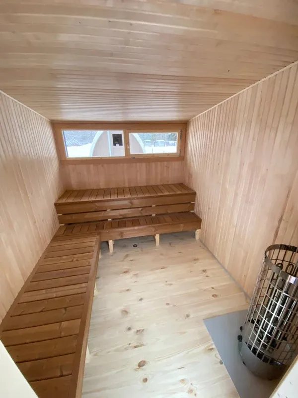 CSA-29 Modern Outdoor Cube Sauna Cabin with Open Entry Cabin finish detail