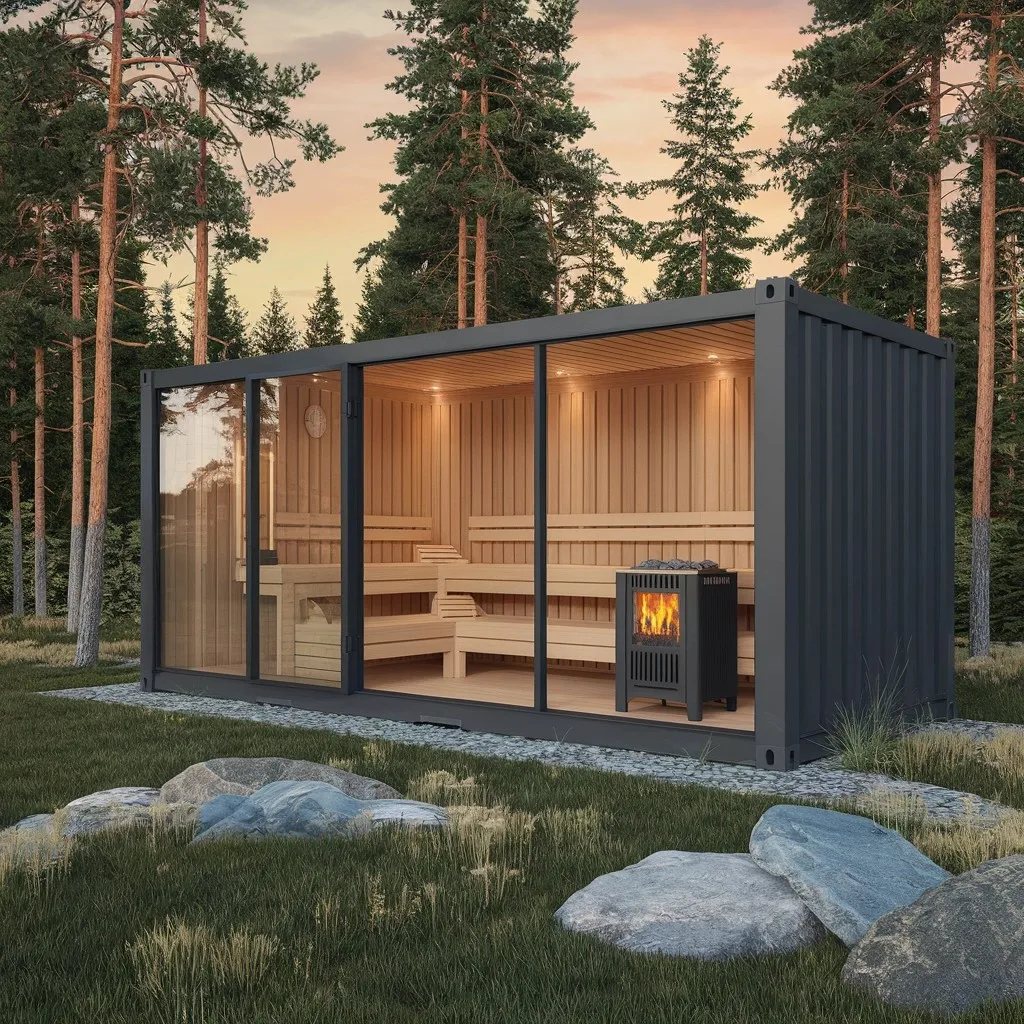 6 Person Modern Prefab Solid Wood Sauna Cabin CSA-65 product view