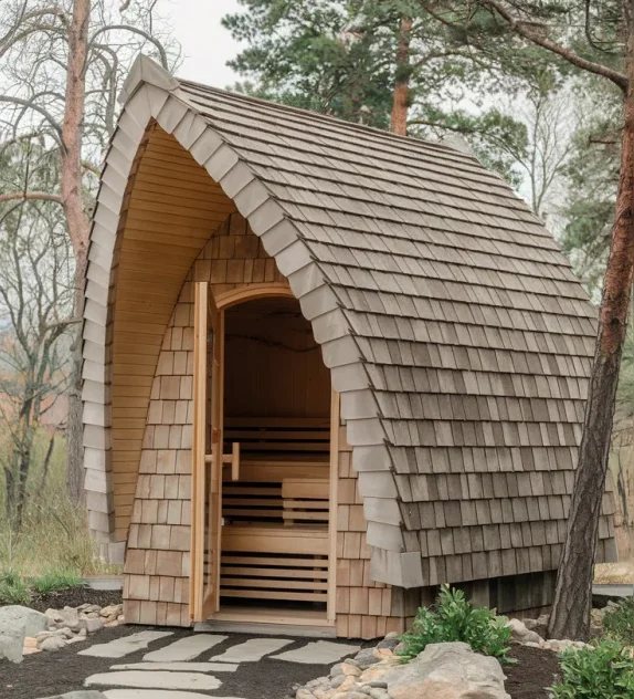 6kW Electric Outdoor Solid Wood Sauna Room CSA-53 Side view