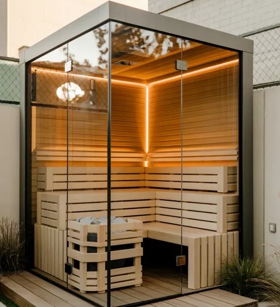 Modern Outdoor Steam Sauna Cabin for Garden Villas CSA-63 Side view