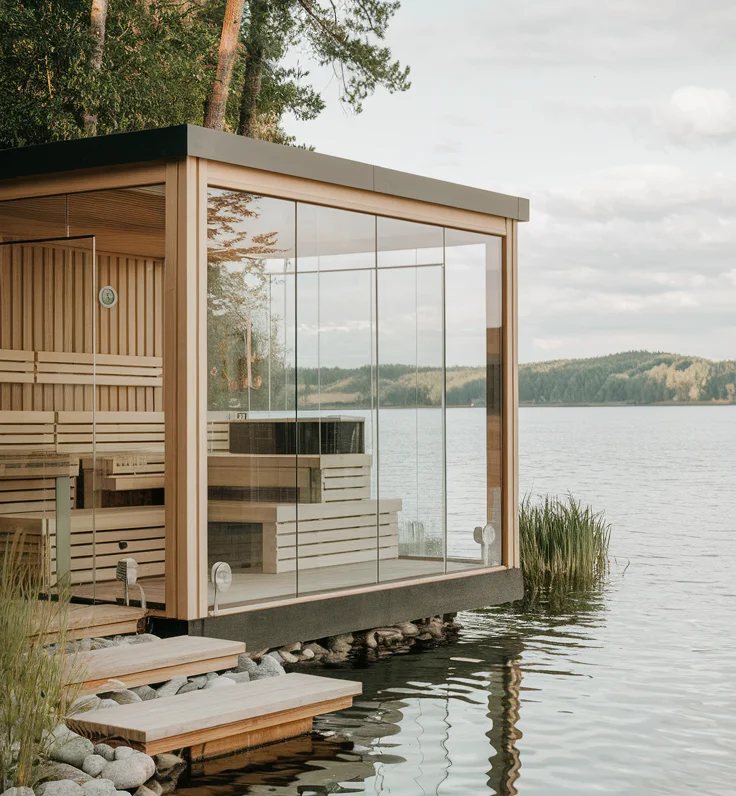 CSA-63 Modern Outdoor Steam Sauna Cabin for Garden Villas Cabin finish detail
