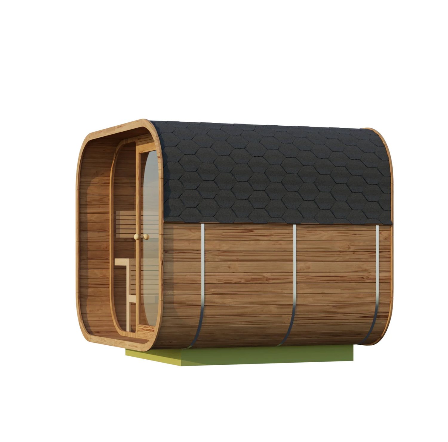 CSA-66 Rounded Rectangle Red Cedar Outdoor Sauna Cabin Cabin finish detail