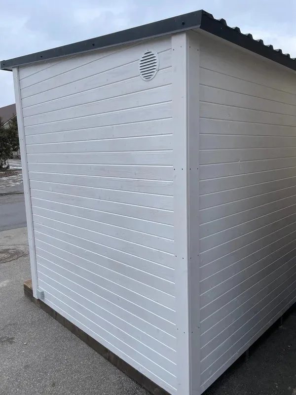 Modern White Cabin-Style Outdoor Sauna product image