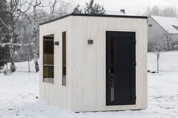 Modern White Cube Sauna Cabin with Large View Window product image