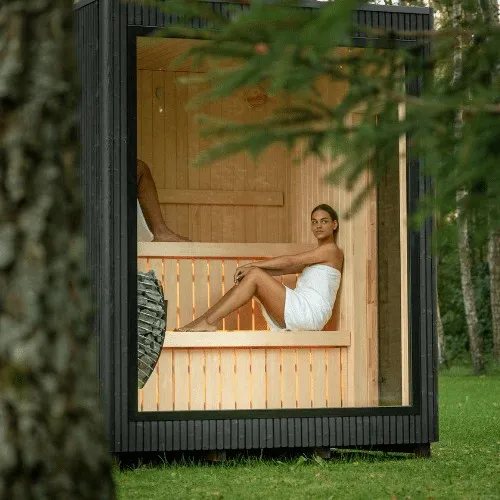 CSA-82 Nordic Minimalist Cube Sauna Cabin, 2-4 Person Cabin finish detail