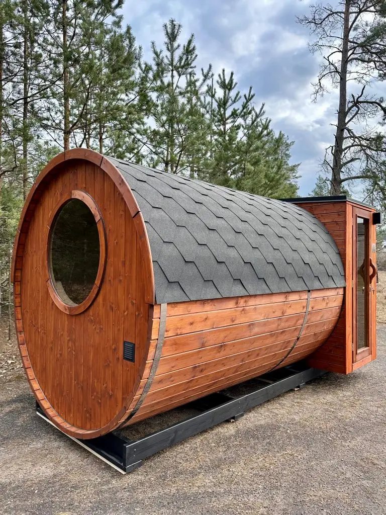 Nordic-Style Barrel Sauna with Changing Room CSA-42 product view