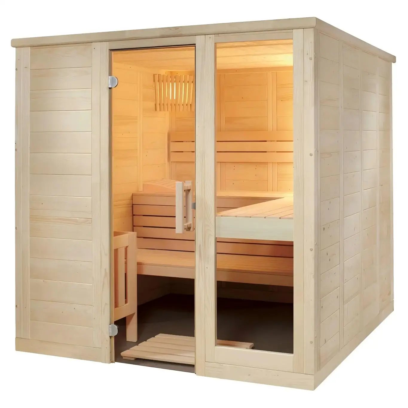 CSA-43 Traditional 4-6 Person Outdoor Wooden Sauna Room Front angle