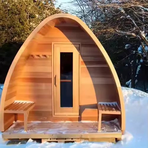 4-6 Person Red Cedar Arched-Pod Sauna with Covered Entry CSA-45 Side view