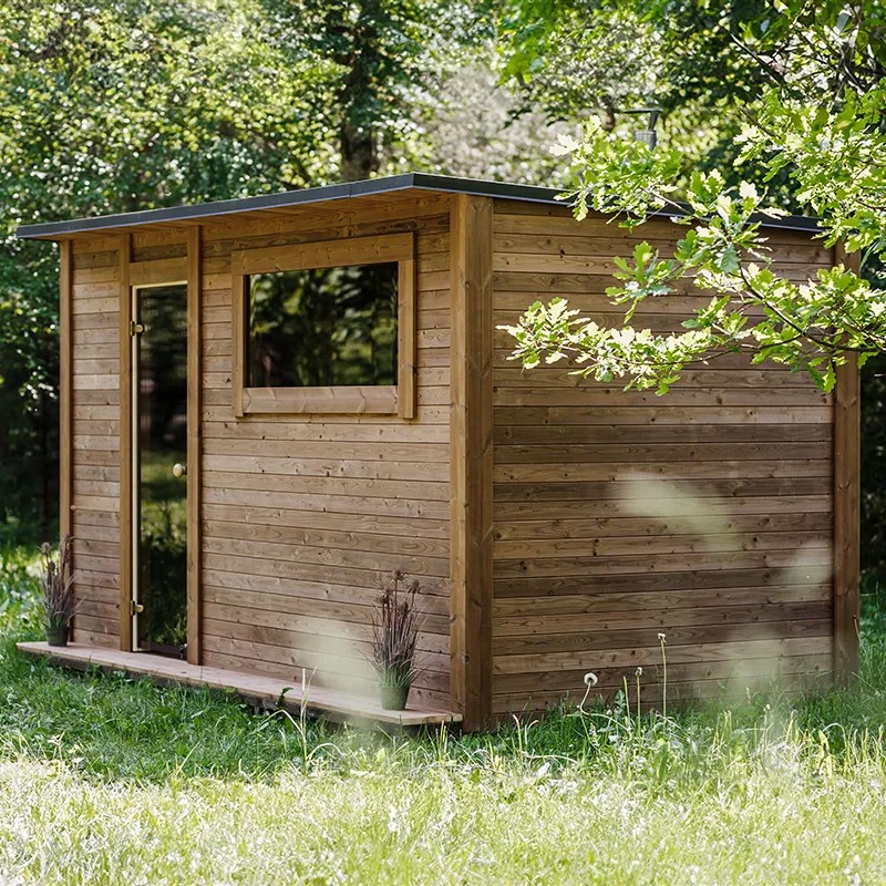 Natural Wood Outdoor Sauna Cabin Freestanding Hot Steam Room for Backyard product image