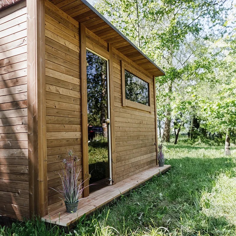 Outdoor Wooden Sauna Room Solid Wood Steam Bath House for Garden Buyer reference
